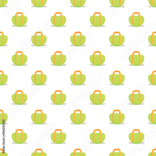 Green handbags repeating creating a seamless pattern on a white background