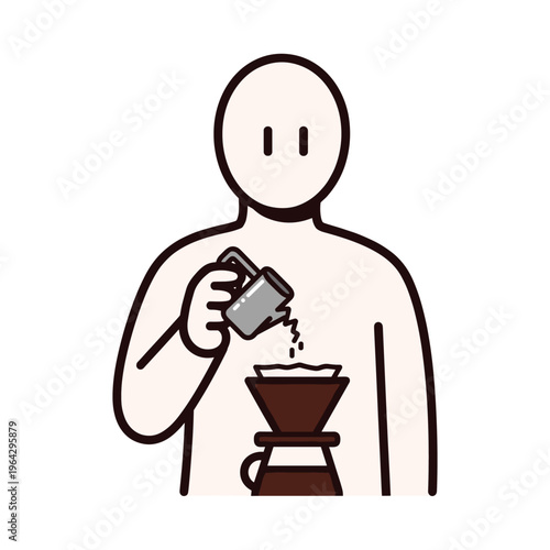 Person Pouring Water for Pour-Over Coffee, Minimalist Style