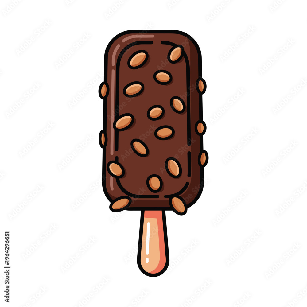 Fototapeta premium Chocolate Nut Ice Cream Bar Vector Illustration