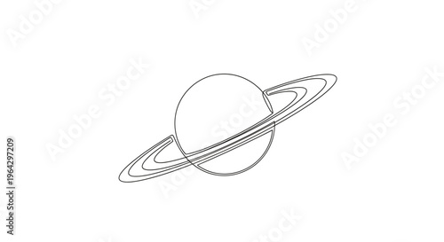 Minimalist Saturn Planet Outline Icon