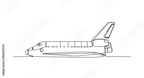 Space Shuttle Outline Drawing - Vector Illustration