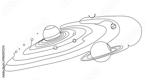 Stylized Solar System Outline: Planets and Orbits