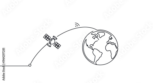 Satellite Orbiting Earth, Global Communication Network Concept