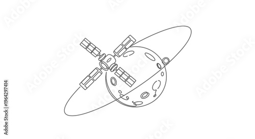 Satellite Orbiting Moon, Space Exploration, Astronomy, Science