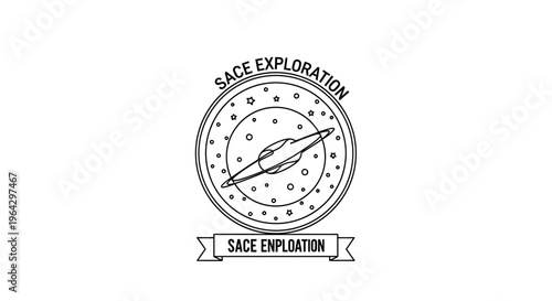 Space Exploration Emblem with Planet and Stars