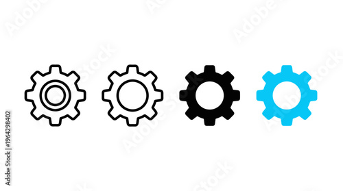 Settings gear icon representing configuration, system control and preferences. Concept of setup, tools and adjustment for user interface, software, web and mobile application design.