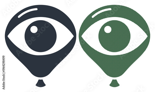Vector eye balloons, eye icons, green and black balloons, all seeing eyes