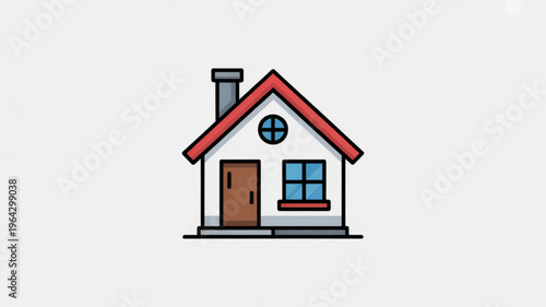 Simple house icon with chimney and window a clean vector illustration for real estate or home services concepts isolated on white