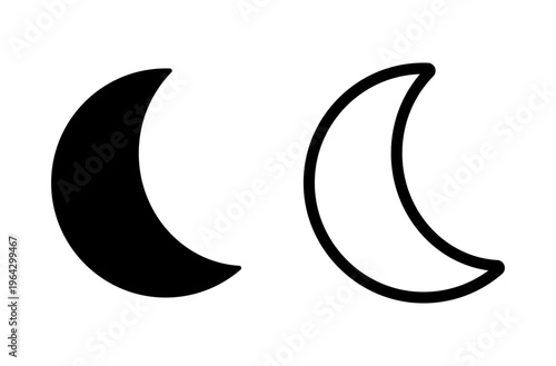 흑백 달 아이콘 세트