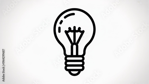 Simple line art illustration of a light bulb a symbol of ideas and innovation isolated on a clean white background for concept design