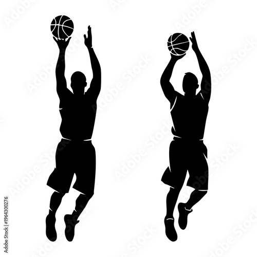 Dynamic Basketball Player Shooting Jump Shot Silhouette Vector