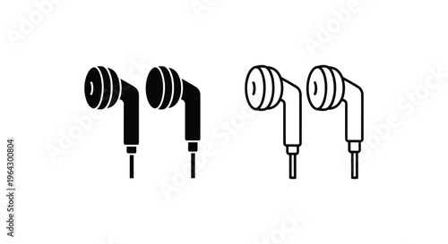 Black and white earbuds with jack plug Vector