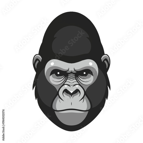 gorilla face closeup cartoon animal portrait