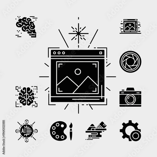 Versatile collection of video playback and editing glyph icons, illustrating essential multimedia control actions for modern digital interfaces and enhanced user experience designs