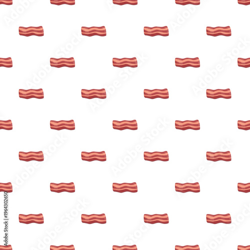 Bacon slices creating a seamless food pattern on a white background