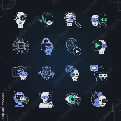 Versatile collection of video playback and editing glyph icons, illustrating essential multimedia control actions for modern digital interfaces and enhanced user experience designs