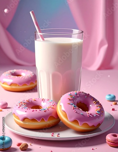 Donuts and Milk - A Sweet Treat Still Life.