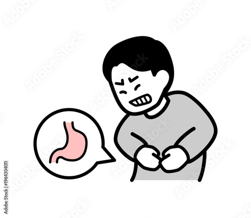 胃痛に苦しむ男性のイラスト
