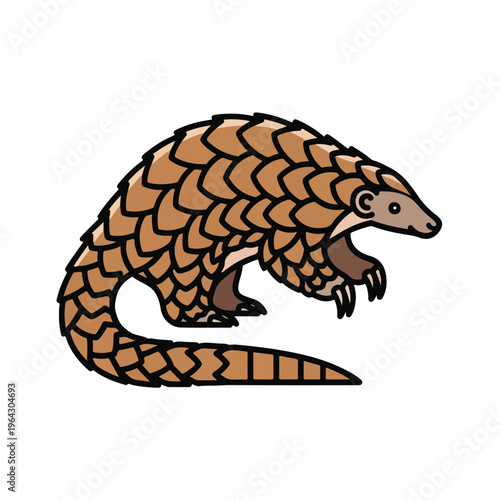 cute pangolin mammal animal cartoon style illustration