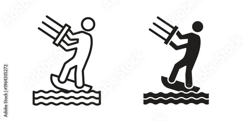 Kitesurf sign set, logo vector eps10