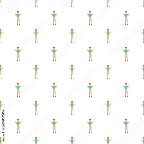 Cartoon man with ginger hair and green shirt forming a seamless repeat pattern