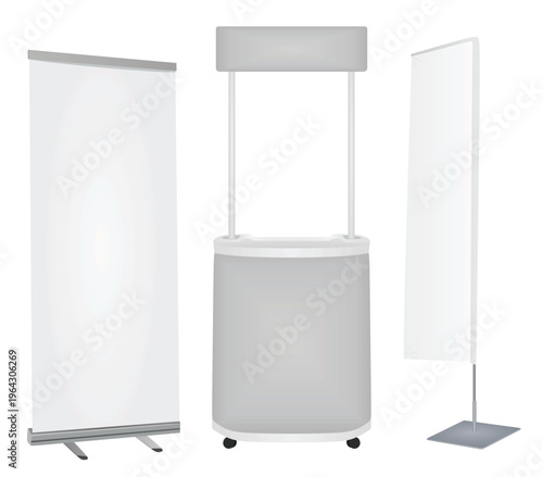 Outdoor banner promotional items template. vector illustration