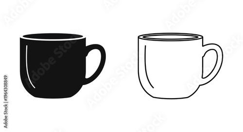 Black and white coffee mugs illustration Vector