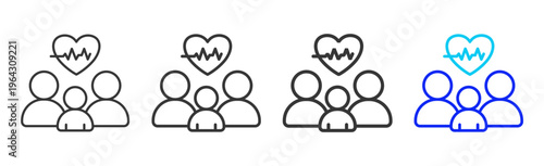 Family Care Set Collection Outline Style For Insurance With Multiple Thickness Variations Clean Modern Editable Vector Icon Pack For UI UX Web App Design