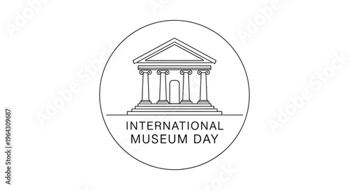 International Museum Day icon with classical building and columns