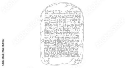 Ancient Egyptian Hieroglyphics Stone Tablet Outline