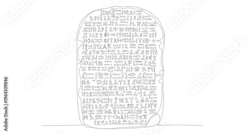 Ancient Hieroglyphic Tablet Stone Outline, Egyptian History and Archaeology
