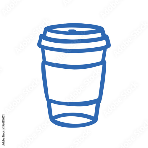 A line art illustration of a takeaway coffee cup, perfect for café branding, menu design, or packaging for coffee-related products.