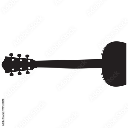 Minimalist Black Silhouette of a Guitar Neck and Headstock