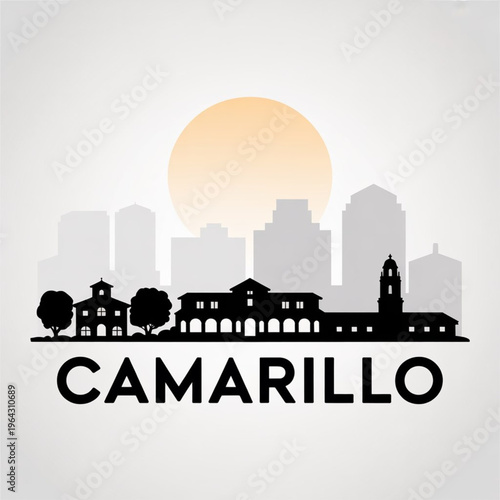 Camarillo Skyline Silhouette — A Stylish Coastal Valley City in California Vector Illustration