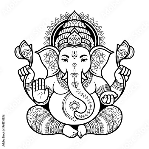 lord ganesha line art drawing, god ganesh picture, god ganesh vector image, ganesha ji vector art