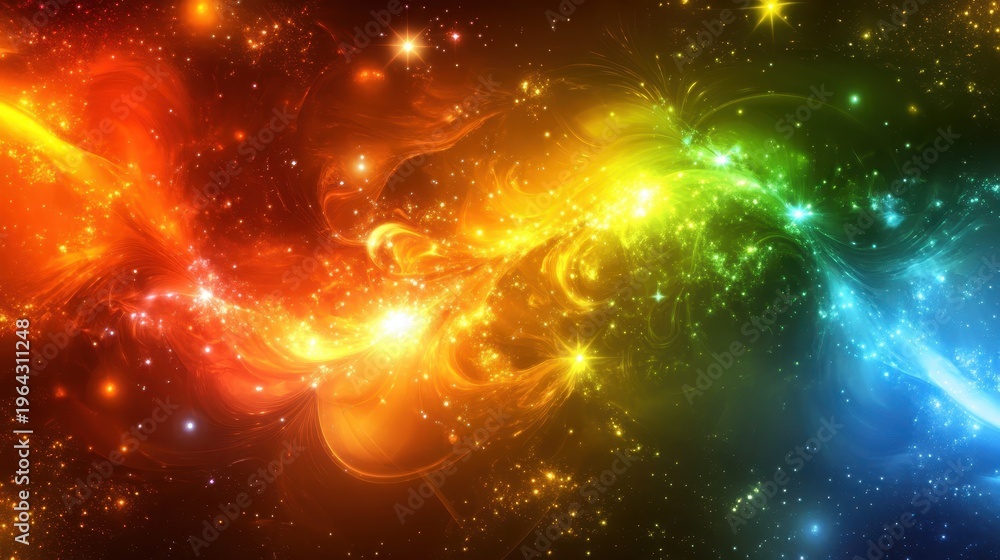 Fototapeta premium Vibrant Abstract Cosmic Nebula Swirling with Galaxies and Glowing Stars