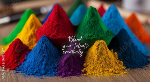 Vibrant Piles of Color Pigment Powder for Art