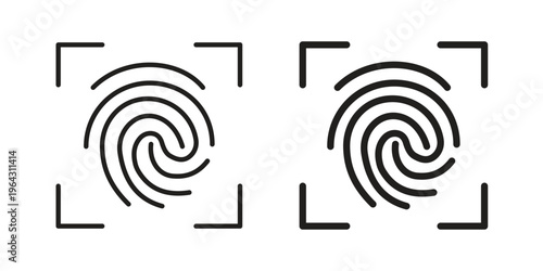 Fingerprint icon in black and white. clipart and line style icons