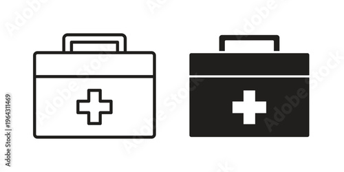 First aid icon in black and white. clipart and line style icons