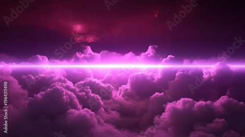 Vibrant Purple Clouds Illuminated by Glowing Light in a Digital Sky