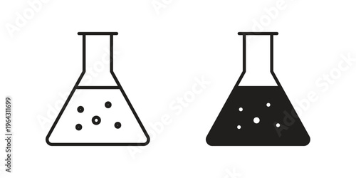 Flask icon in black and white. clipart and line style icons