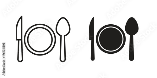 Food icon in black and white. clipart and line style icons