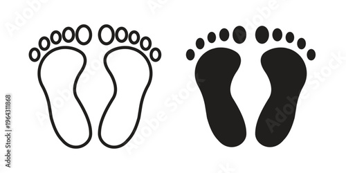 Foot icon in black and white. clipart and line style icons