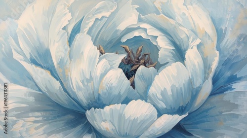 white flower on blue background