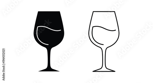 Wine glasses black and white illustration Vector