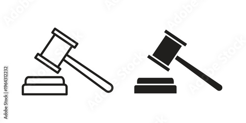 Gavel icon in black and white. clipart and line style icons