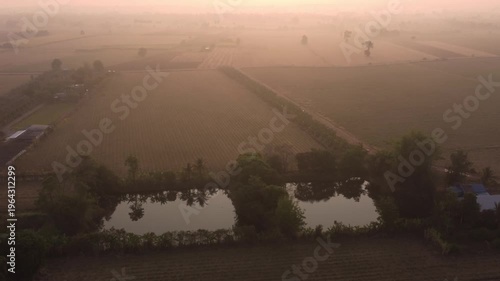 Sunrise Over Rural Landscape in Thepharak, Nakhon Ratchasima, Thailand