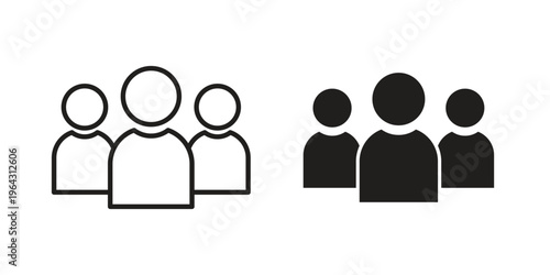 Group icon in black and white. clipart and line style icons