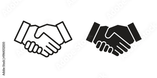 Handshake icon in black and white. clipart and line style icons