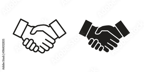 Handshake icon in black and white. clipart and line style icons